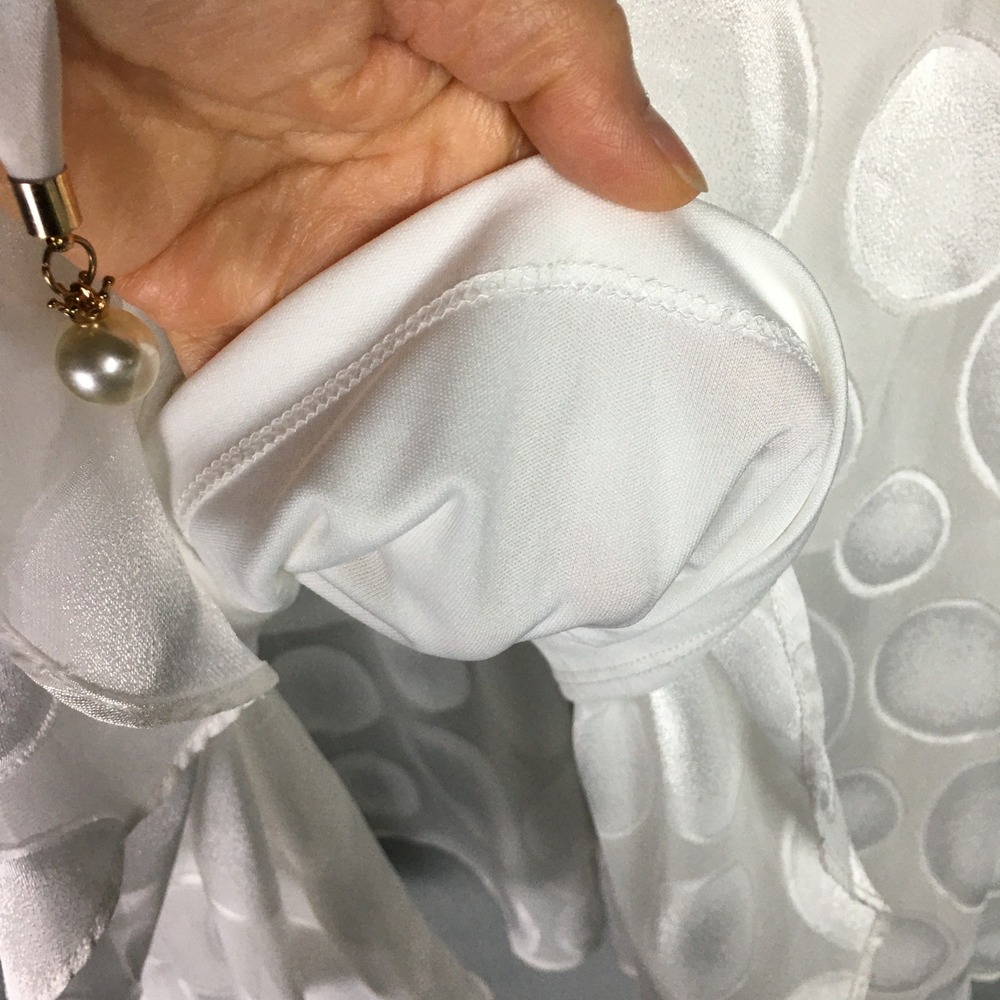 NWD DKNY White Polka Dot Sleeveless Midi Faux Pearl Tie Wrap Dress Size 10 - Picture 15 of 16
